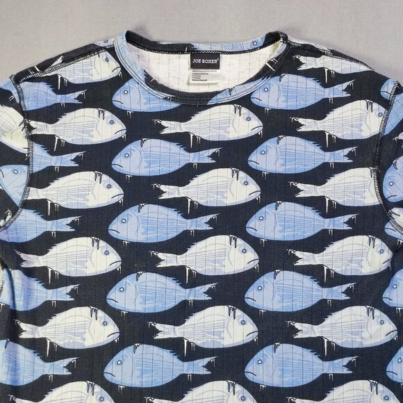 Joe Boxer Frozen fish shirt men's youth L blue with graphic design, long sleeve - Picture 2 of 7